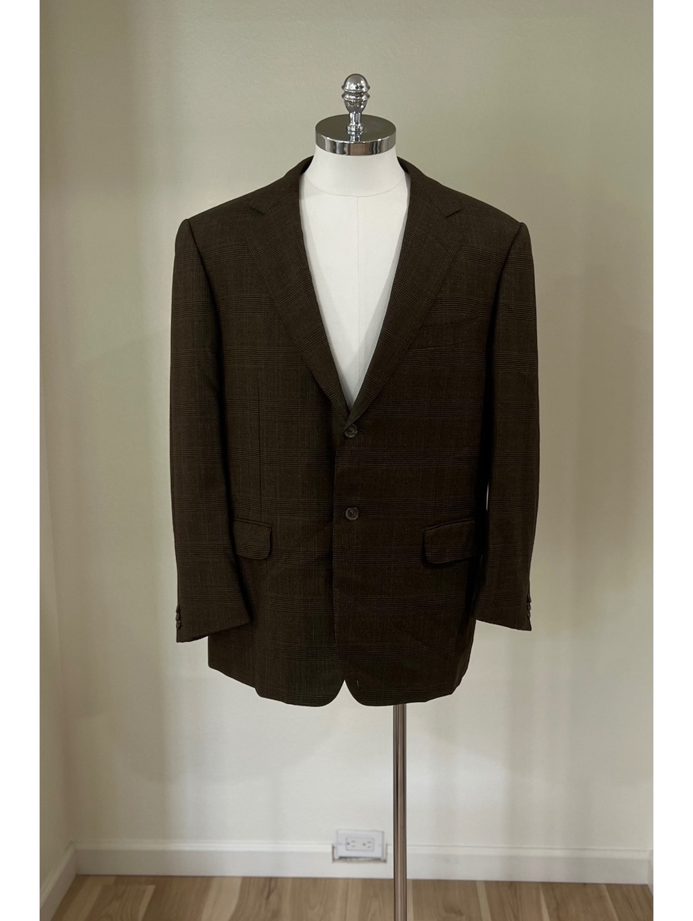Zegna Trofeo Brown Plaid Wool Sport Coat Blazer Swiss 44R